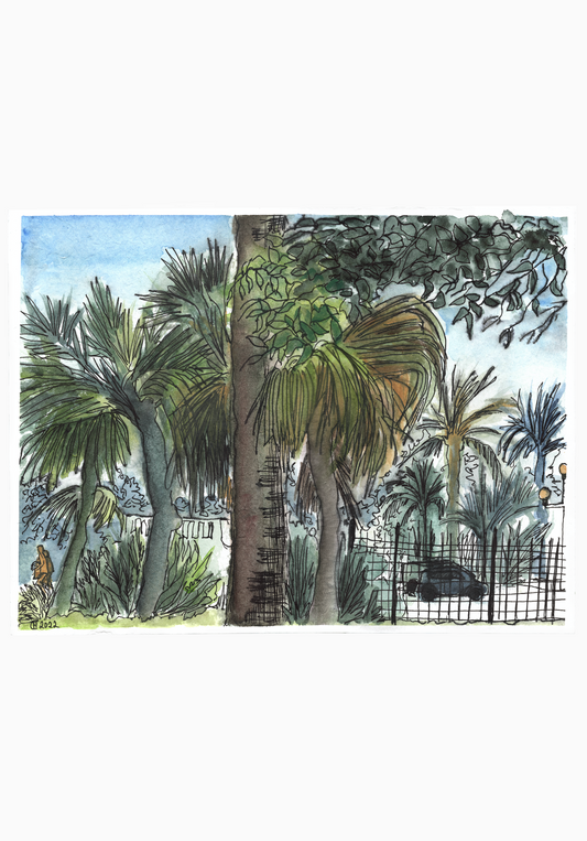 Nizza: Unter Palmen (ca. 32 x 24 cm)
